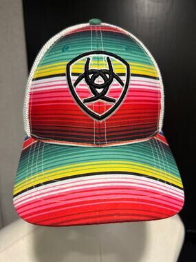 Ariat Serape Shield Logo Mesh Baseball Cap Hat Snapback Multicolor One Size EUC